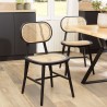 PIERRE Set of 2 Black Wooden Chairs with Rattan Seat