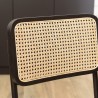 Lot 2 chaises bois noir/rotin naturel métal