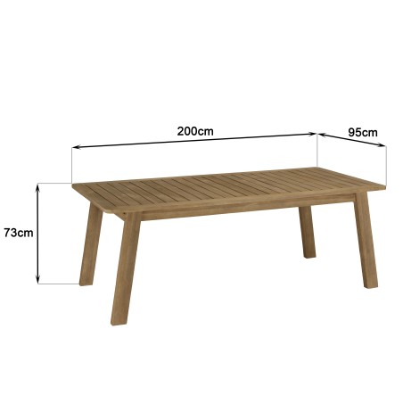 Table à manger de jardin CELESTIN en acacia 200x95cm