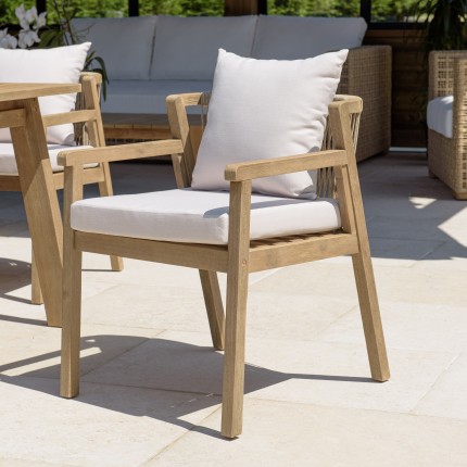 Lot de 2 fauteuils CELESTIN acacia/cordage synth. beige