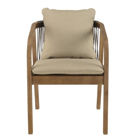 CELESTIN - Set of 2 Acacia/Synthetic Rope Armchairs, Pine Green with Cushions