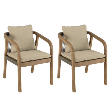 Lot de 2 fauteuils CELESTIN en acacia et cordage synthétique