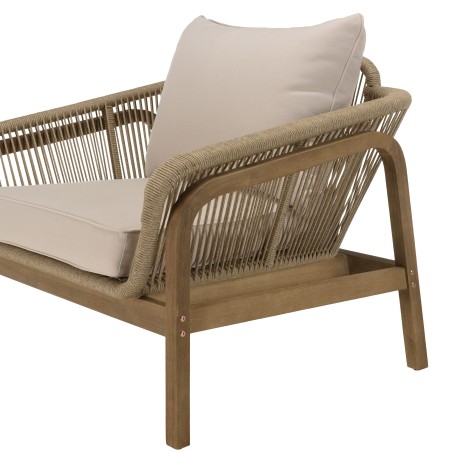 Salon de jardin CELESTIN en acacia/cordage synthétique beige