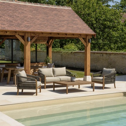 Salon de jardin CELESTIN 4 places en acacia et cordage