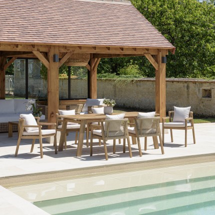 Celestin 6-Seater Garden Furniture Set in Acacia/Beige Rope