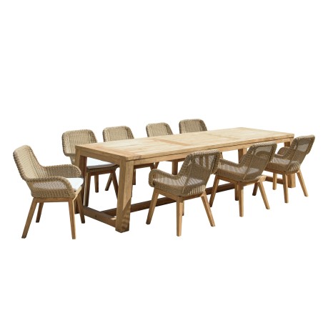 KALLY Set Recycled Teak & Synthetic Rattan Garden Furniture Set