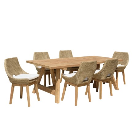 KALLY Set no. 22 - Recycled Teak & Rattan Garden Furniture Set