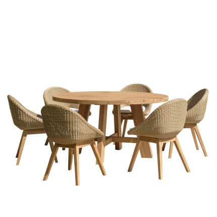 Ensemble de jardin KALLY - Lot n°28 en teck recyclé et rotin synthétique