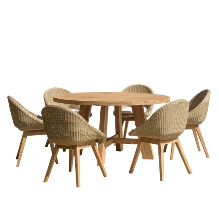 Ensemble de jardin KALLY - Lot n°28 en teck recyclé et rotin synthétique