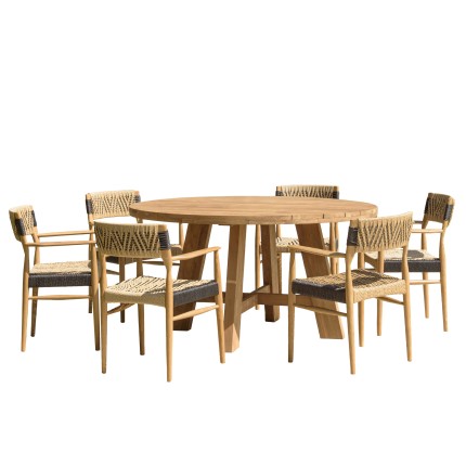 VALERIA - Set no. 28 Recycled Teak Garden Furniture Set for 6 People