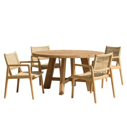 Salon de jardin VALERIA en teck recyclé et rotin synthétique 4 pers.