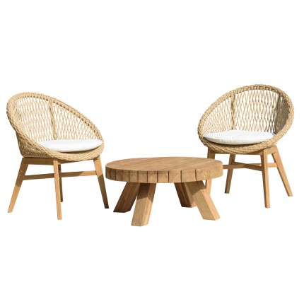 Salon de jardin VALERIA en teck recyclé et rotin synthétique