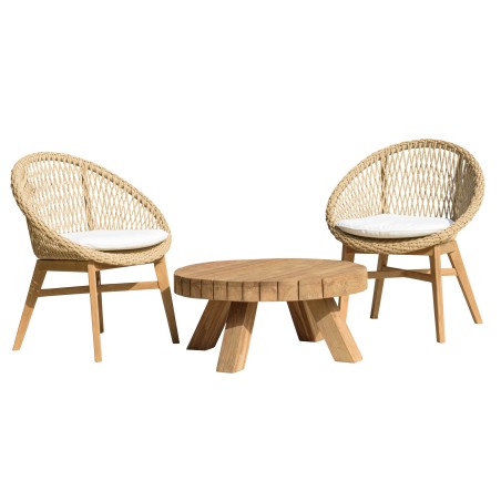 Salon de jardin VALERIA en teck recyclé et rotin synthétique
