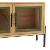 Meuble TV HELENA - 4 portes vitrées - Vert pin et métal noir
