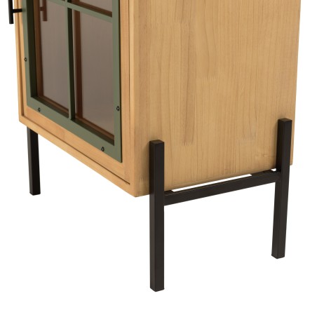 HELENA Sideboard with 1 Glass Door - Green Pine Frame and Black Metal