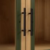 Vaisselier HELENA - 2 portes vitrées - Encadrement vert pin et métal noir