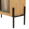 HELENA Dresser with 2 Glass Doors - Green Pine & Black Metal