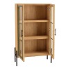 HELENA Dresser with 2 Glass Doors - Green Pine & Black Metal