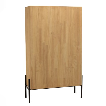 HELENA Dresser with 2 Glass Doors - Green Pine & Black Metal
