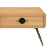 HELENA Coffee Table with 2 Drawers - Natural Pine and Green Metal Legs
