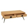 Table basse HELENA - Pin naturel 2 tiroirs métal vert