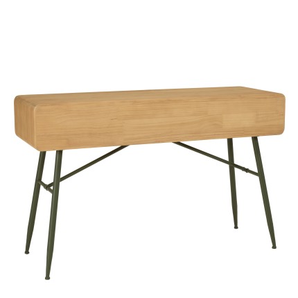 Console HELENA en pin naturel et métal vert