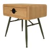 HELENA Bedside Table - Natural Pine with Green Metal Legs