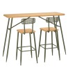 HELENA Bar Set - Pine & Green Metal - 1 Bar + 2 Stools