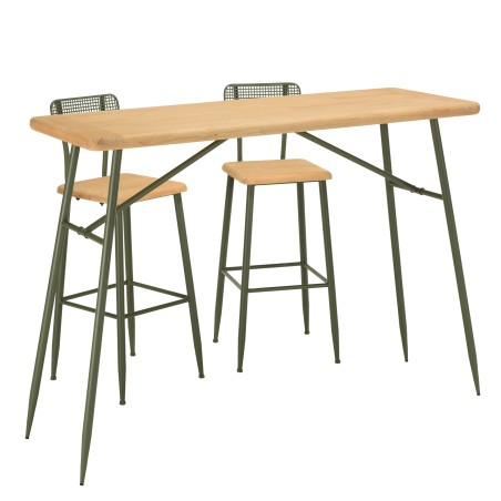 Ensemble bar HELENA - Pin et métal vert