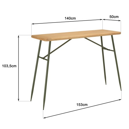 HELENA Bar Set - Pine & Green Metal - 1 Bar + 2 Stools