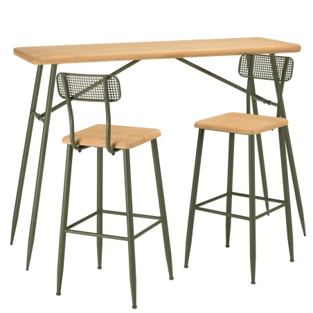 Ensemble bar HELENA - Pin et métal vert