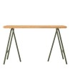 HELENA Console Table - Pine Top & Green Metal Trestle Legs