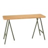 HELENA Console Table - Pine Top & Green Metal Trestle Legs