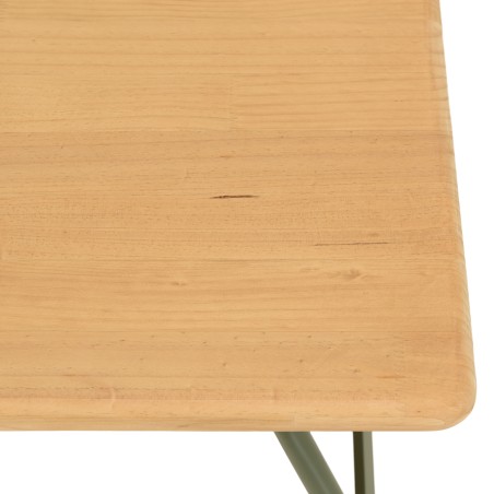 HELENA Coffee Table - Pine Top & Green Metal Trestle Legs