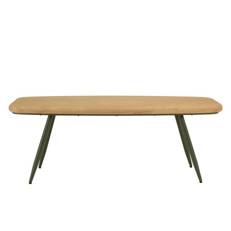 HELENA GM Coffee Table with Pine Top and Green Metal Legs