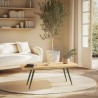 HELENA - PM Coffee Table with Pine Top and Green Metal Legs
