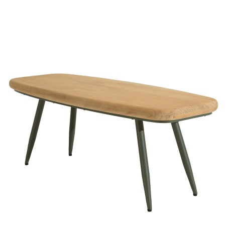 HELENA - PM Coffee Table with Pine Top and Green Metal Legs