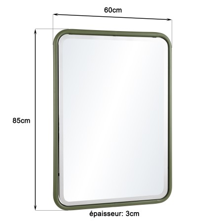 HELENA - Rectangular Mirror with Rounded Corners in Green Metal