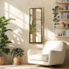 HELENA - Rectangular Glass Roof Style Mirror in Pine and Green Metal