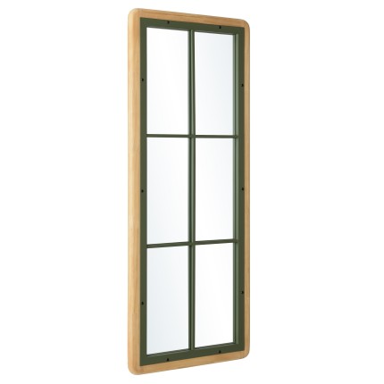 Miroir rectangulaire HELENA - Pin et métal vert