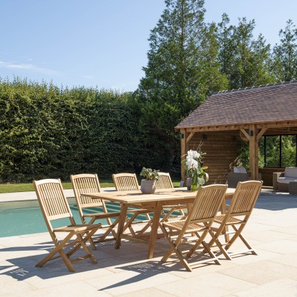 FUN Teak Garden Furniture Set for 8/10 People - Outdoor Dining Set