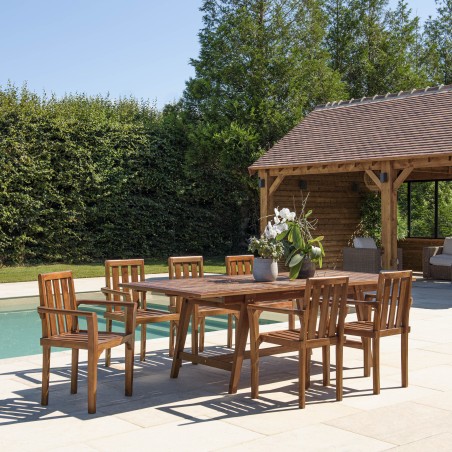 MAEVA Oiled Teak Garden Furniture Set for 8-10 People