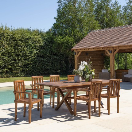 MAEVA Oiled Teak Garden Furniture Set for 8-10 People