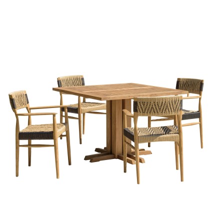 Salon de jardin teck recyclé rotin synthétique 4 pers. - Lot n°20