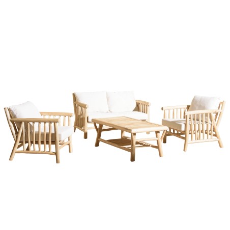 Ensemble BORNEO WILL : canapé 2 p. 2 fauteuils 1 table basse en teck