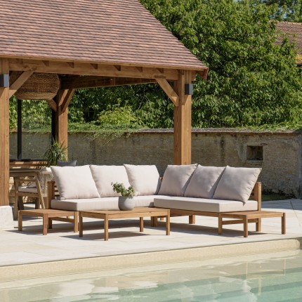 VICTOIRE 5-Seater Garden Furniture Set in Oiled Acacia