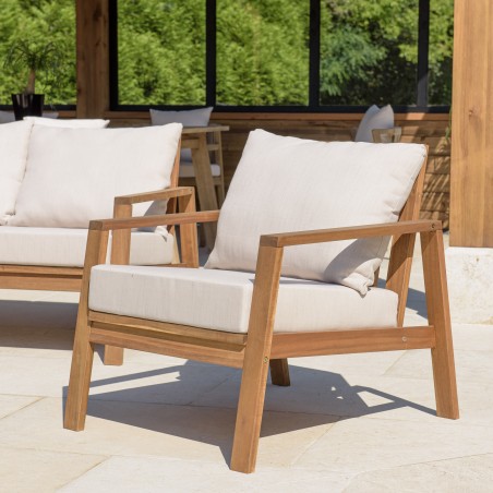 VICK- BONIFACIO 5-Seater Garden Furniture Set in Oiled Acacia
