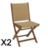 VICTOIRE Set of 2 Folding Chairs in Oiled Acacia and Synthetic Rattan