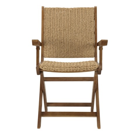 Lot de 2 fauteuils pliants VICTOIRE - Acacia huilé et rotin synthétique