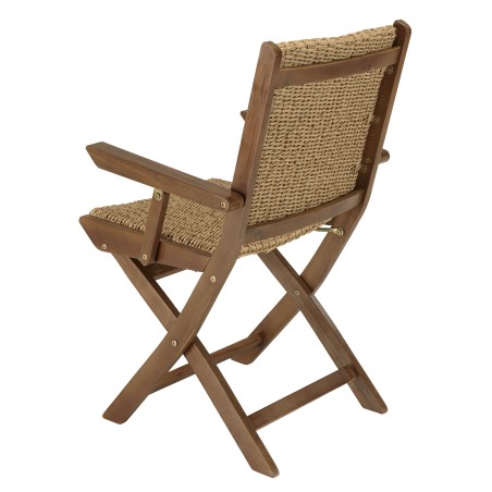 VICTOIRE Set of 2 Folding Armchairs - Oiled Acacia & Synthetic Rattan